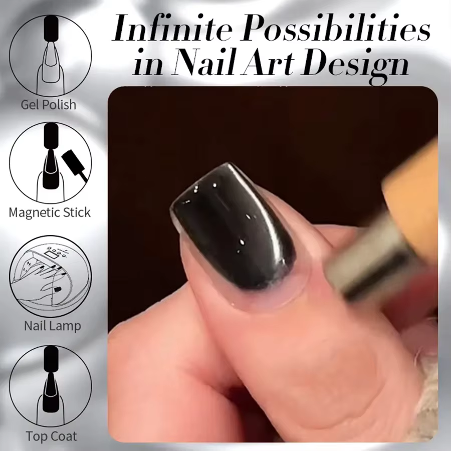 1-24 pièces WS Style japonais verre noir chat Gel magnétique vernis à ongles Nail Art manucure Varni