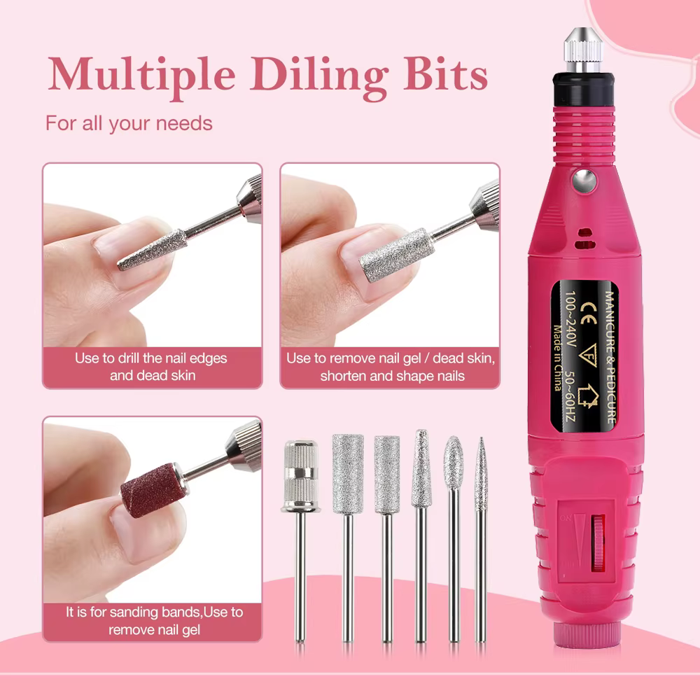 Polisseuse à ongles Portable 6 couleurs, nouvelle perceuse à ongles électrique, ponceuse à ongles, a