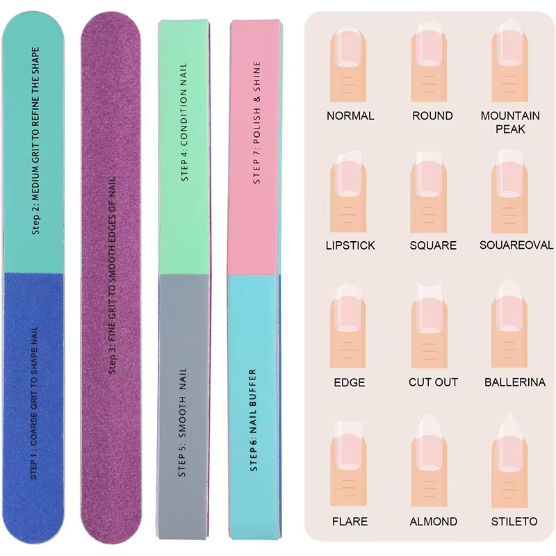 10/3 pièces bloc tampon à ongles 7 voies limes à ongles outils professionnels de soins des ongles bl