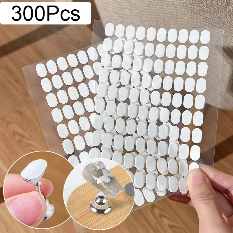 300 pièces de bandes adhésives double face pour supports d'ongles, transparentes, sans trace, pour m