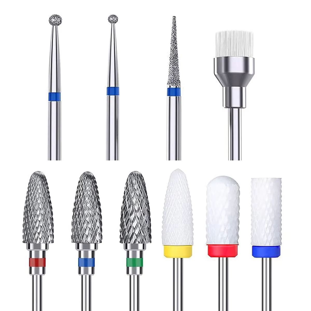 10 pièces forets à ongles pour perceuse à ongles, forets en céramique pour ensembles d'ongles acryli