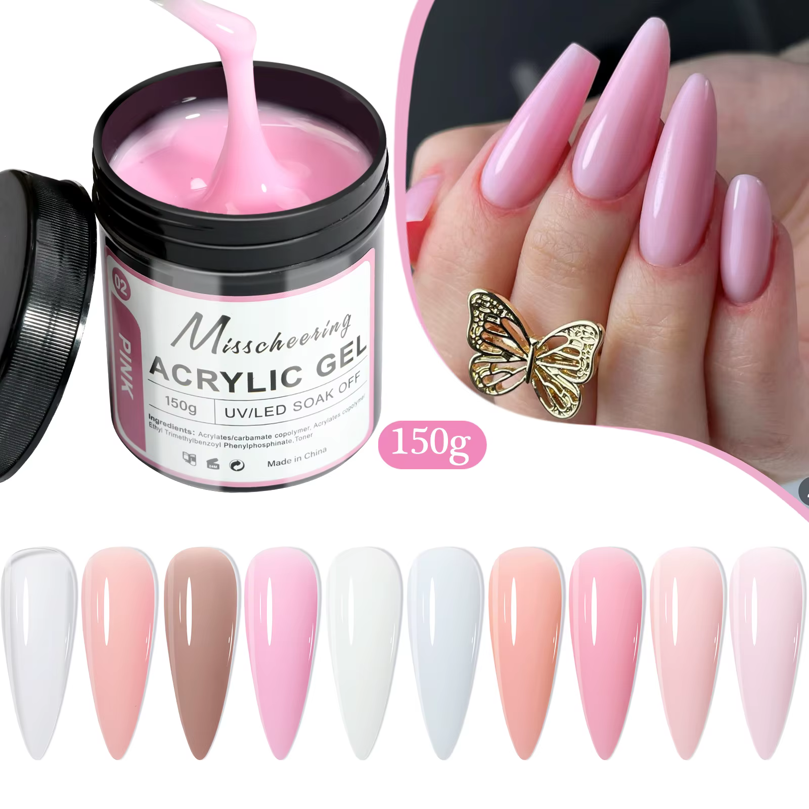 Vernis d'extension d'ongles en Gel acrylique Semi-Permanent UV/LED, grande capacité, adapté au Desig