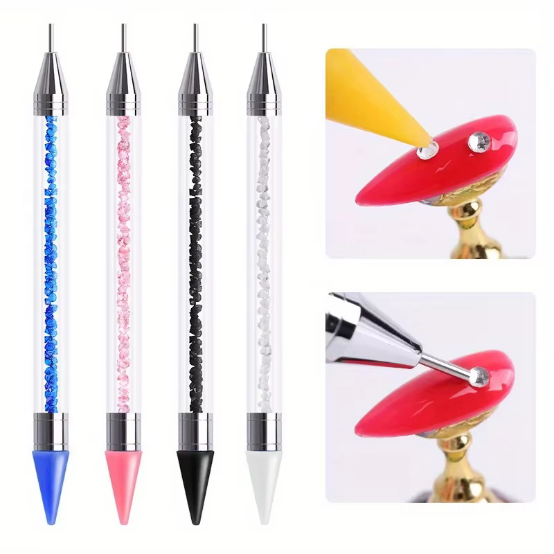 Ensemble de stylos diamant à double extrémité pour manucure, avec crayons, pincettes en acier inoxyd