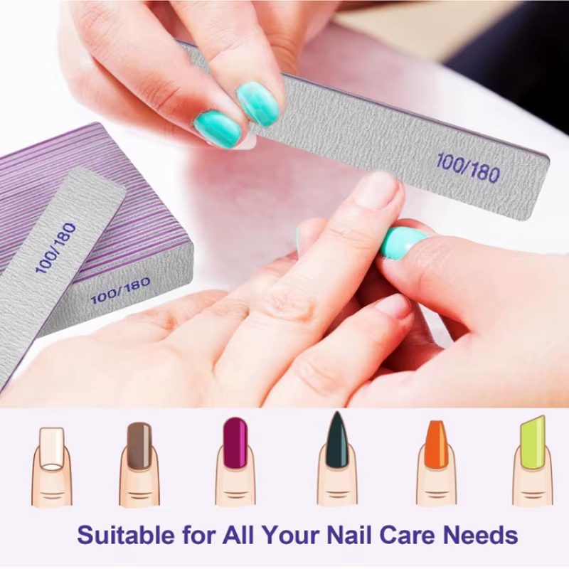 5/10/20 pièces limes à ongles 100/180 grains émeri limes à ongles pour ongles naturels et ongles en