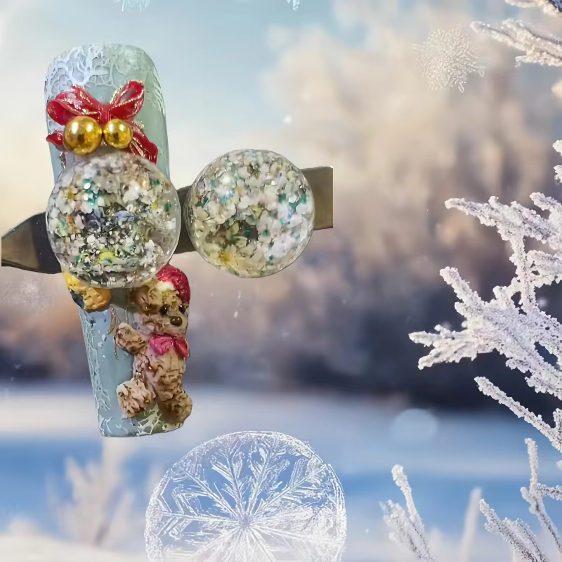 Moule 3D Transparent pour Nail Art, boule de cristal, avec étoiles, cœurs, flocons de neige et nœud 