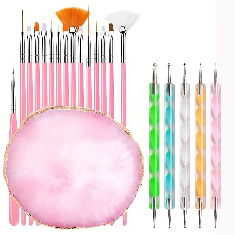 Ensemble de pinceaux professionnels pour Nail Art, 21 pièces, pointe de conception, lignes de Gel UV