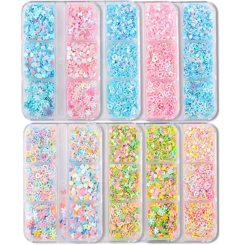 1 boîte papillon coeur étoile diverses formes Nail Art paillettes ongles paillettes flocons bricolag