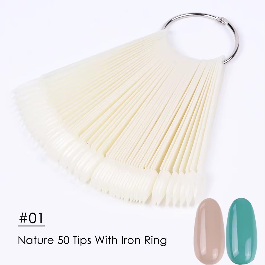 Embouts d'affichage pour faux ongles, 50 pièces, tableau de couleurs naturel clair, Style éventail o