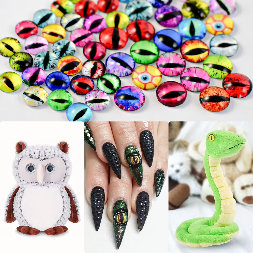 20/50 pièces 3D cristal oeil d'animal perles breloques pour ongles 6/8/10mm mixte Dragon globe ocula