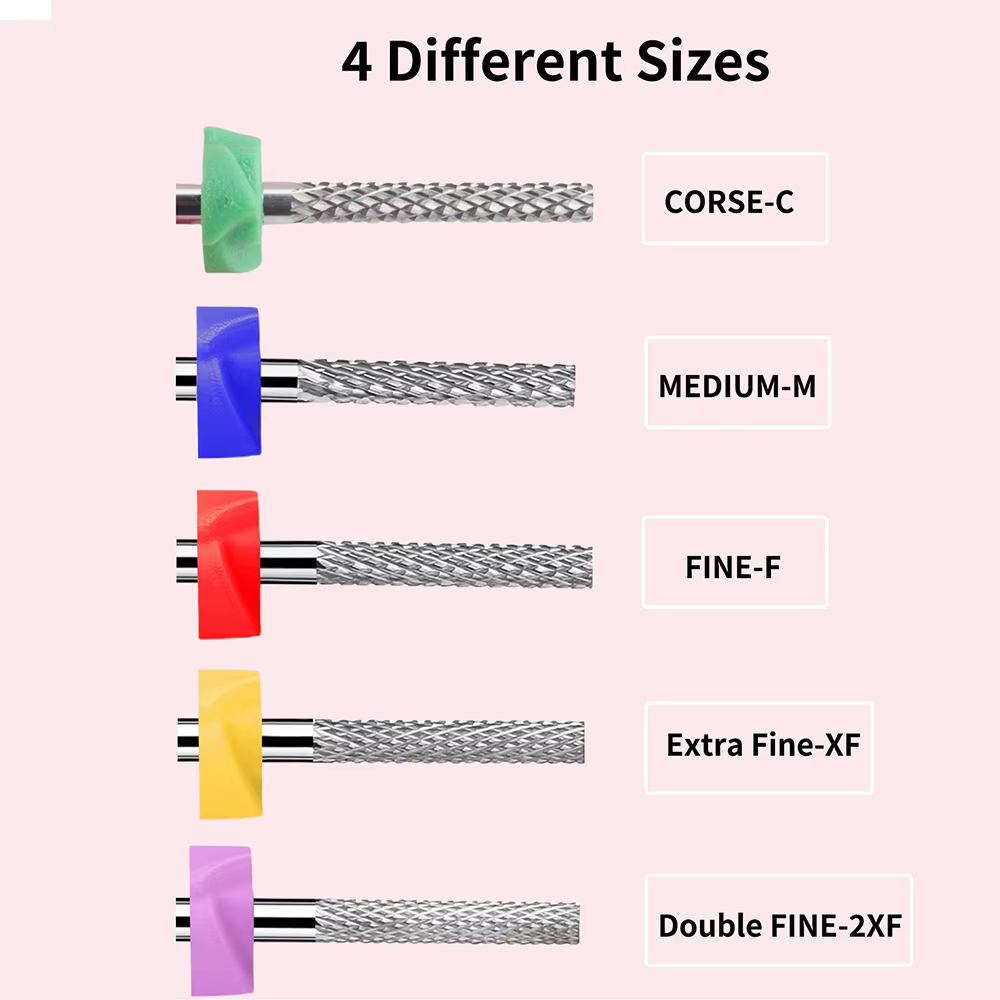 1 pièces forets à ongles de sécurité, forets à cuticules en carbure de tungstène de 3/32 ", rotation