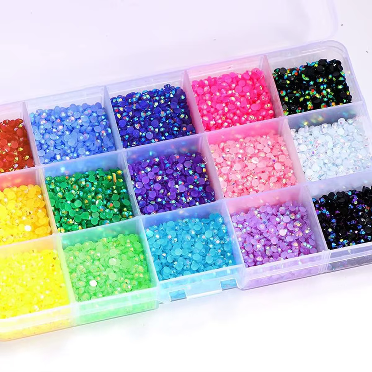 12000 pièces/boîte strass Nail Art, 15 couleurs 3mm strass à ongles ronds plats, accessoires décorat