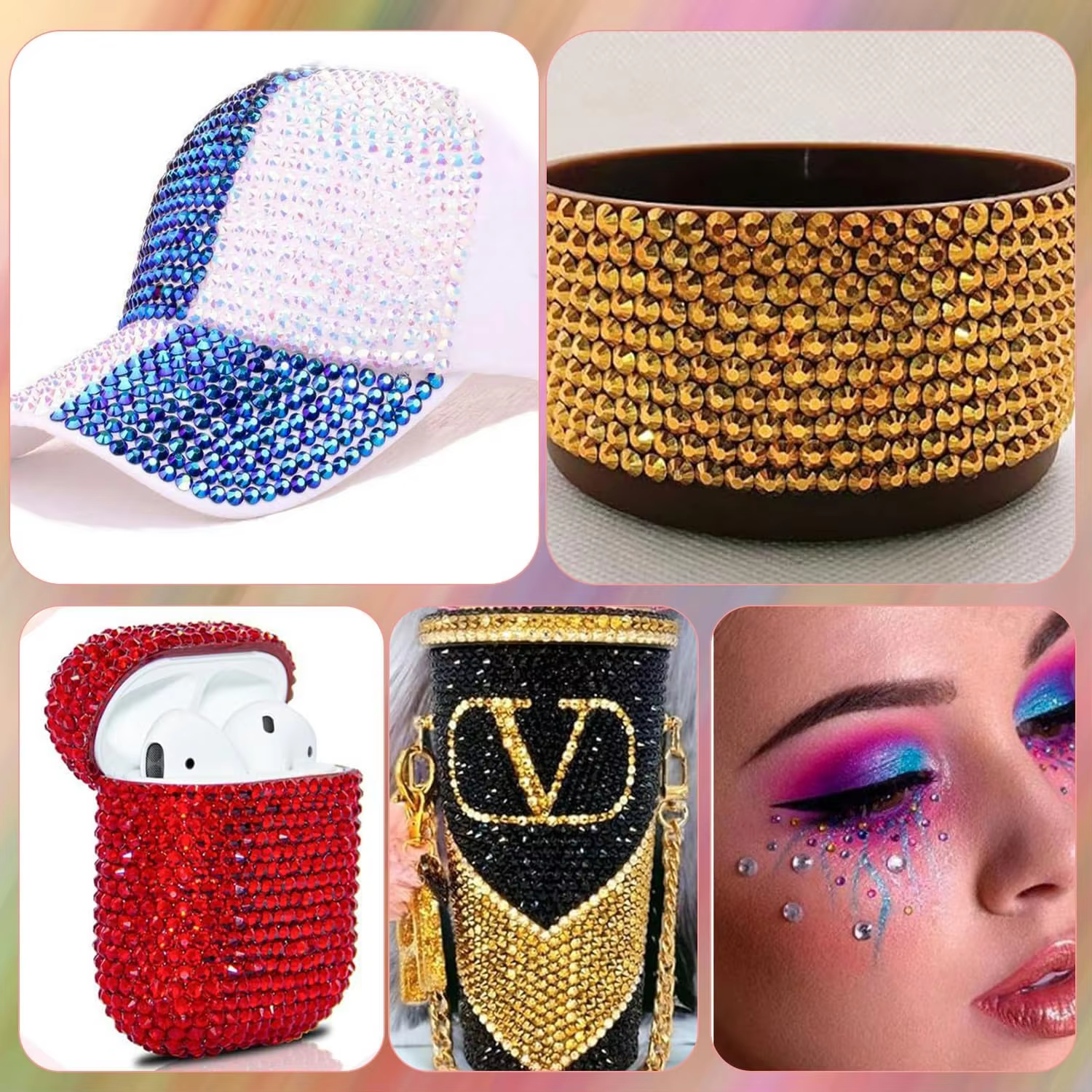 Ensemble de strass en résine gelée à dos plat, 1 boîte de 3mm, couleurs mélangées, pour tasse, sac à