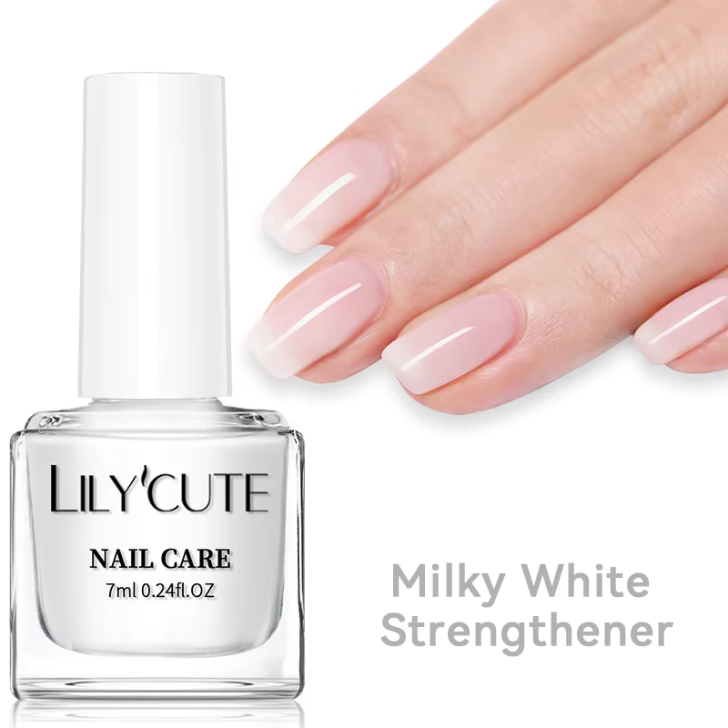 LILYCUTE 7/12ML Vernis à Ongles Soin des Ongles Effet Blanchissant Rose Lait, Fortifiant, Longue Dur