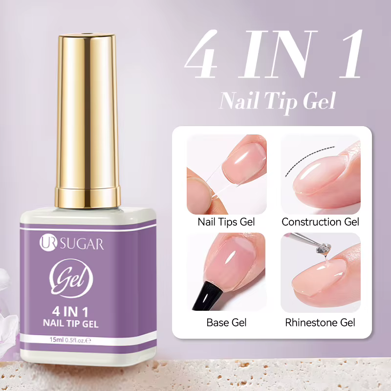 UR SUGAR 15ml 1/2pcs 4 EN 1 Gel UV multifonctionnel pour capsules d'ongles, adhésif pour strass, gel