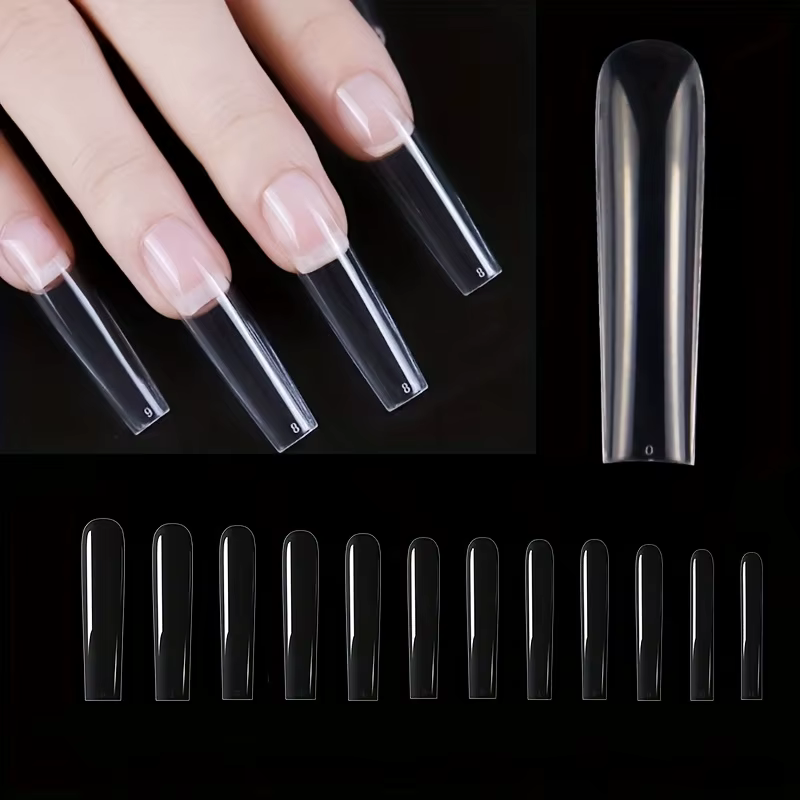 Extra Long carré couverture complète ongles conseils 240 pièces clair couverture complète faux ongle