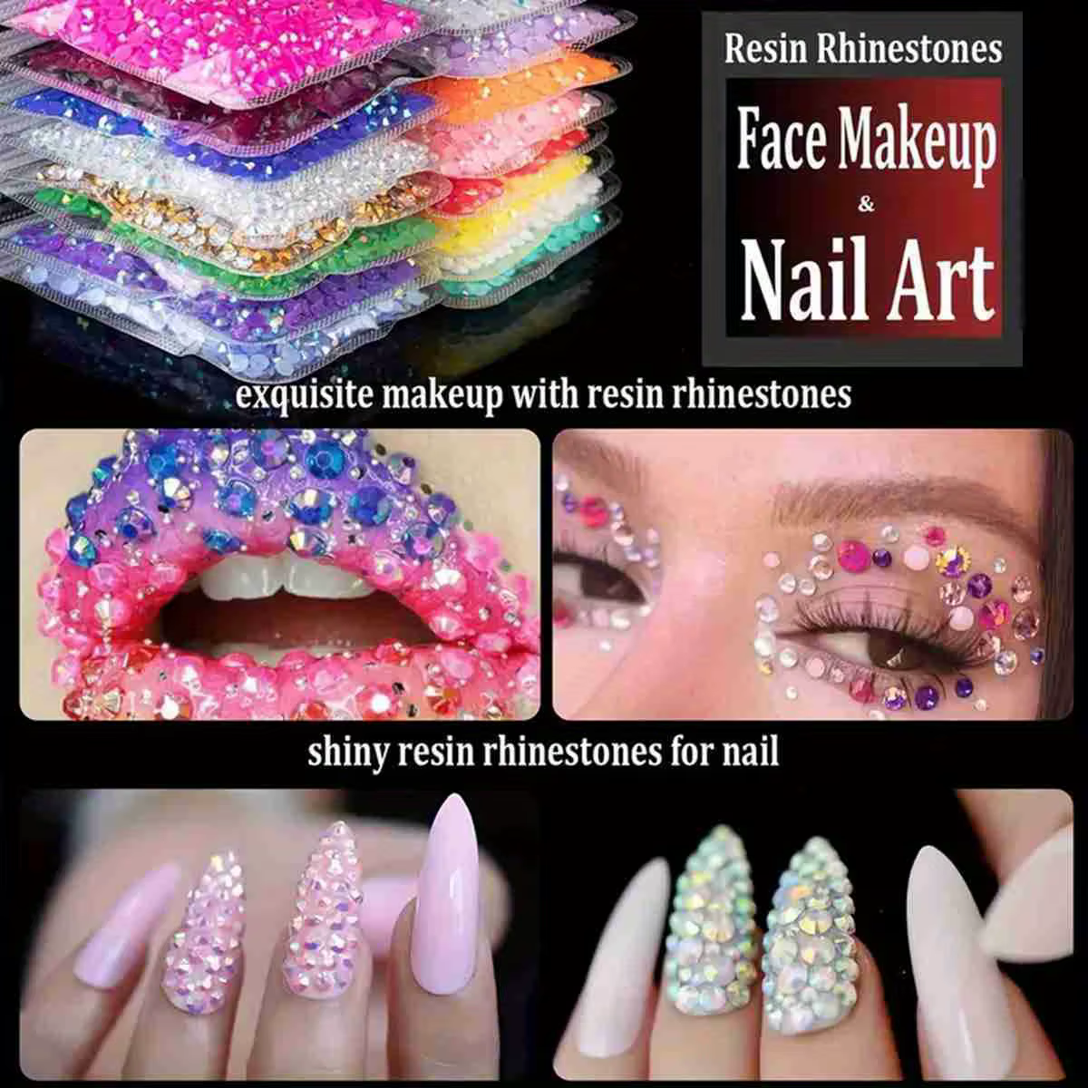 1000/500 pièces 2/3/4mm résine ronde fond plat couleur paillettes strass bricolage 3D Nail Art décor