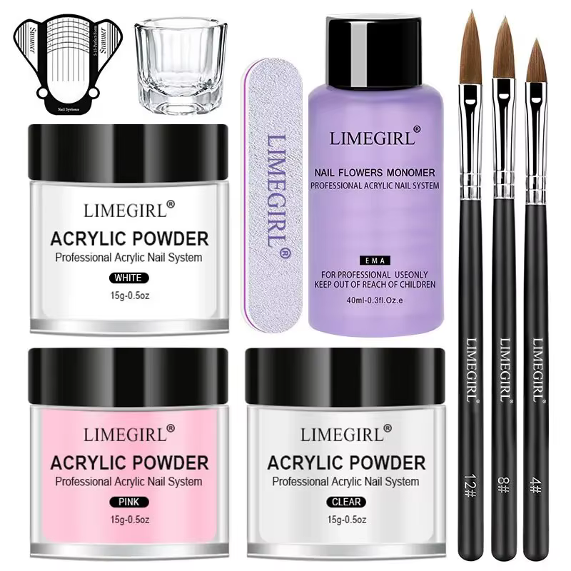 Poudre acrylique pour ongles et monomère liquide, décoration artistique pour ensemble de manucure, K