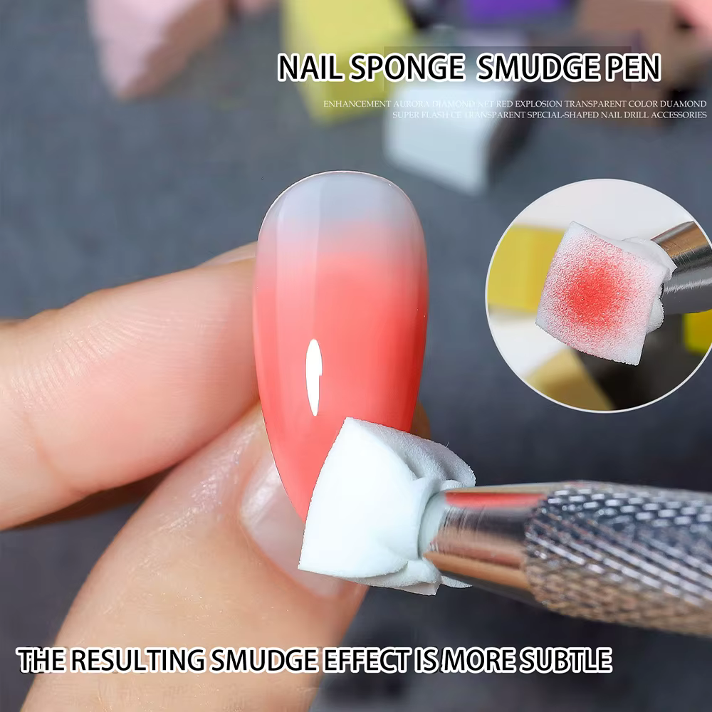 Ensemble d'éponges pour Nail Art, 100 pièces, avec stylo à saisir, pour bricolage, vernis Gel, bross