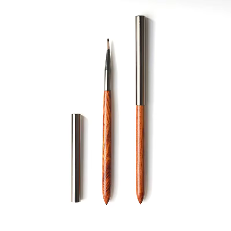 Brosse à ongles avec manche en bois et Nylon souple, pour aquarelle, pour Nail Art, rayures, grille,