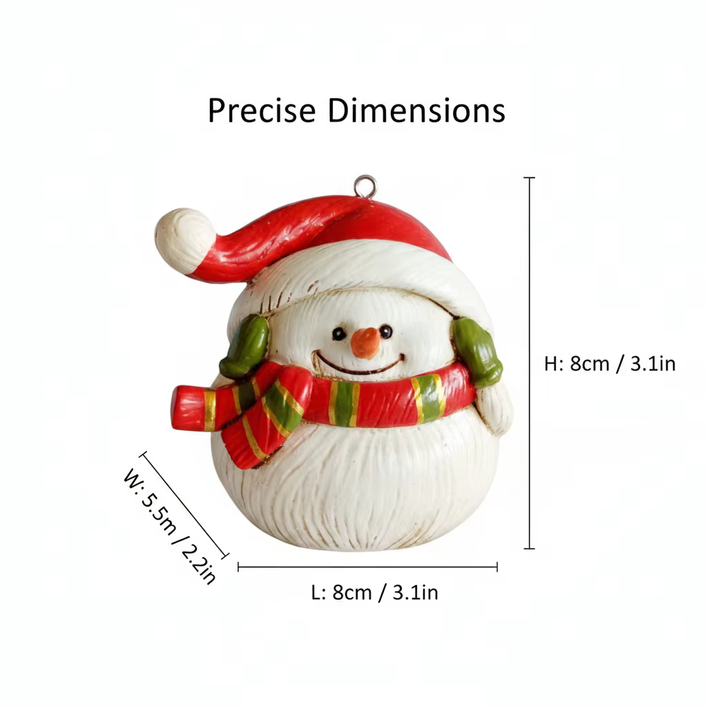 VILEAD Figurine décorative de bonhomme de neige en résine fabriquée à la main, ornement suspendu pou