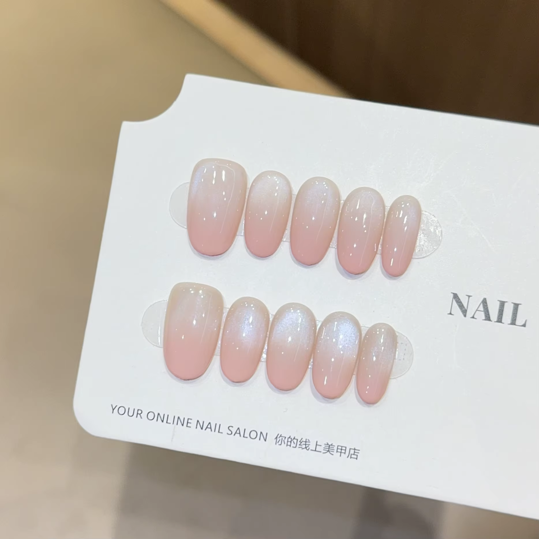 10 pièces or oeil de chat ovale à la main presse sur ongles 3D fleur faux ongles portable ongles à c