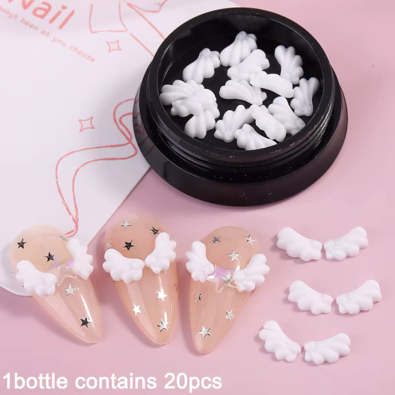 Décorations d'art d'ongles en forme d'ailes d'ange blanches | Accessoires pour ongles de style jap