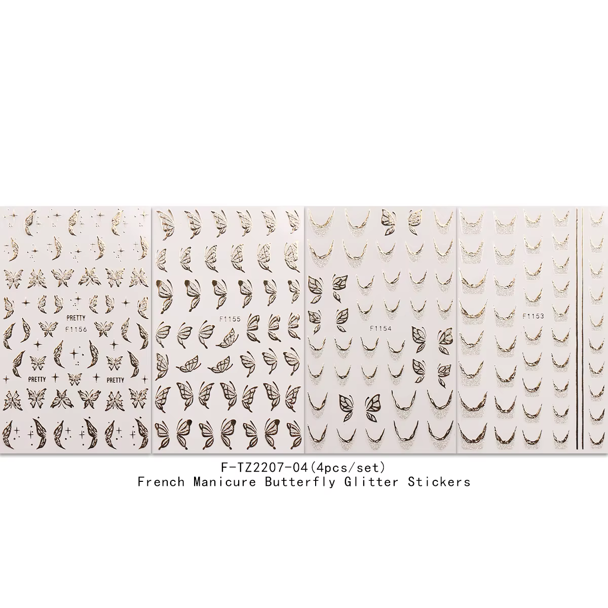 Autocollants à paillettes papillon pour manucure française, décalcomanies artistiques pour nail art,