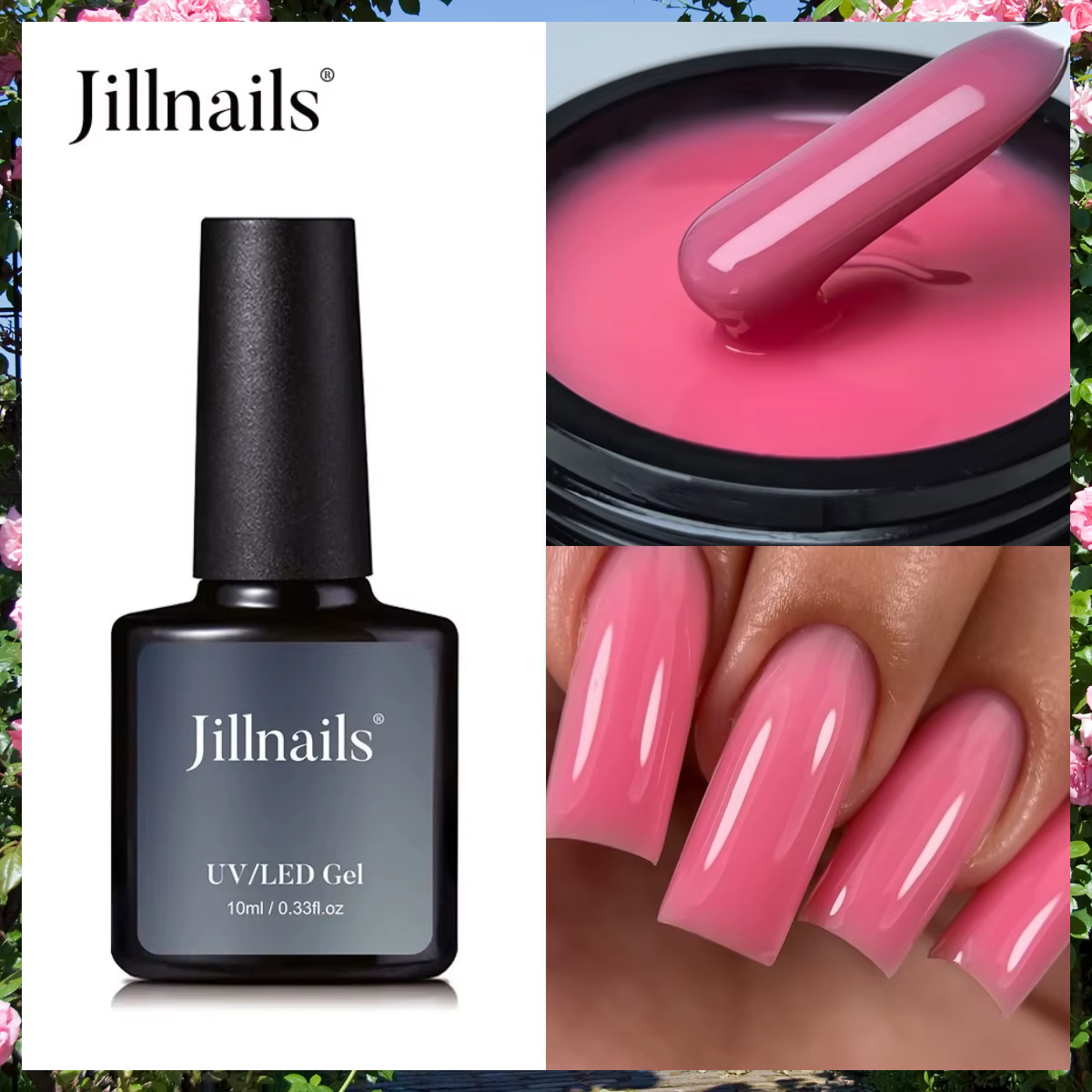 Jillnails Gel de Construction Liquide Vernis en Bouteille 60ML Recharge Transparent Blanc Laiteux Ro