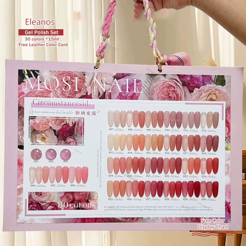 Eleanos rose pêche 30 couleurs 15ml gelée Gel vernis avec ColorCard nu transculent tremper UV LED cl