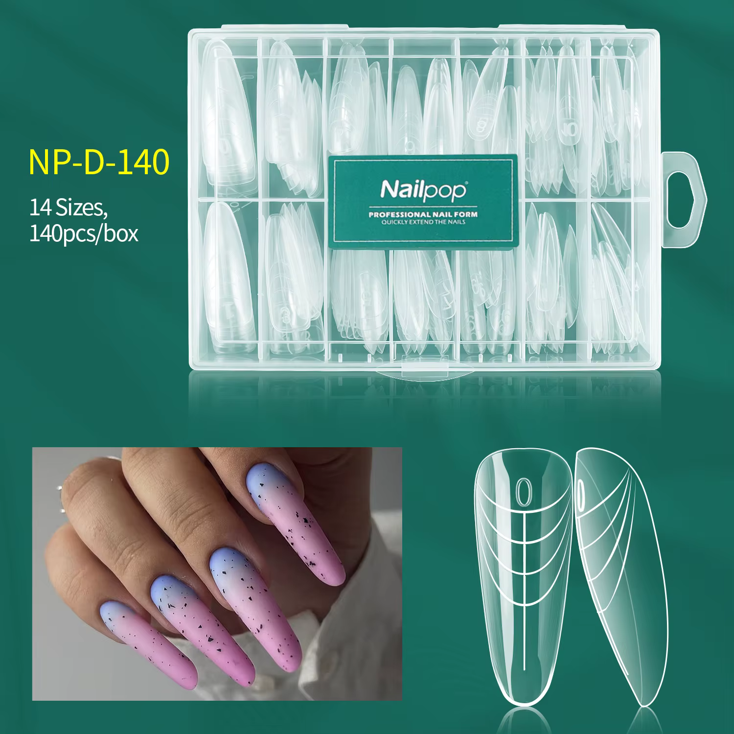 Nailpop – moules à double forme, plusieurs formes disponibles, couverture complète, en acrylique, po