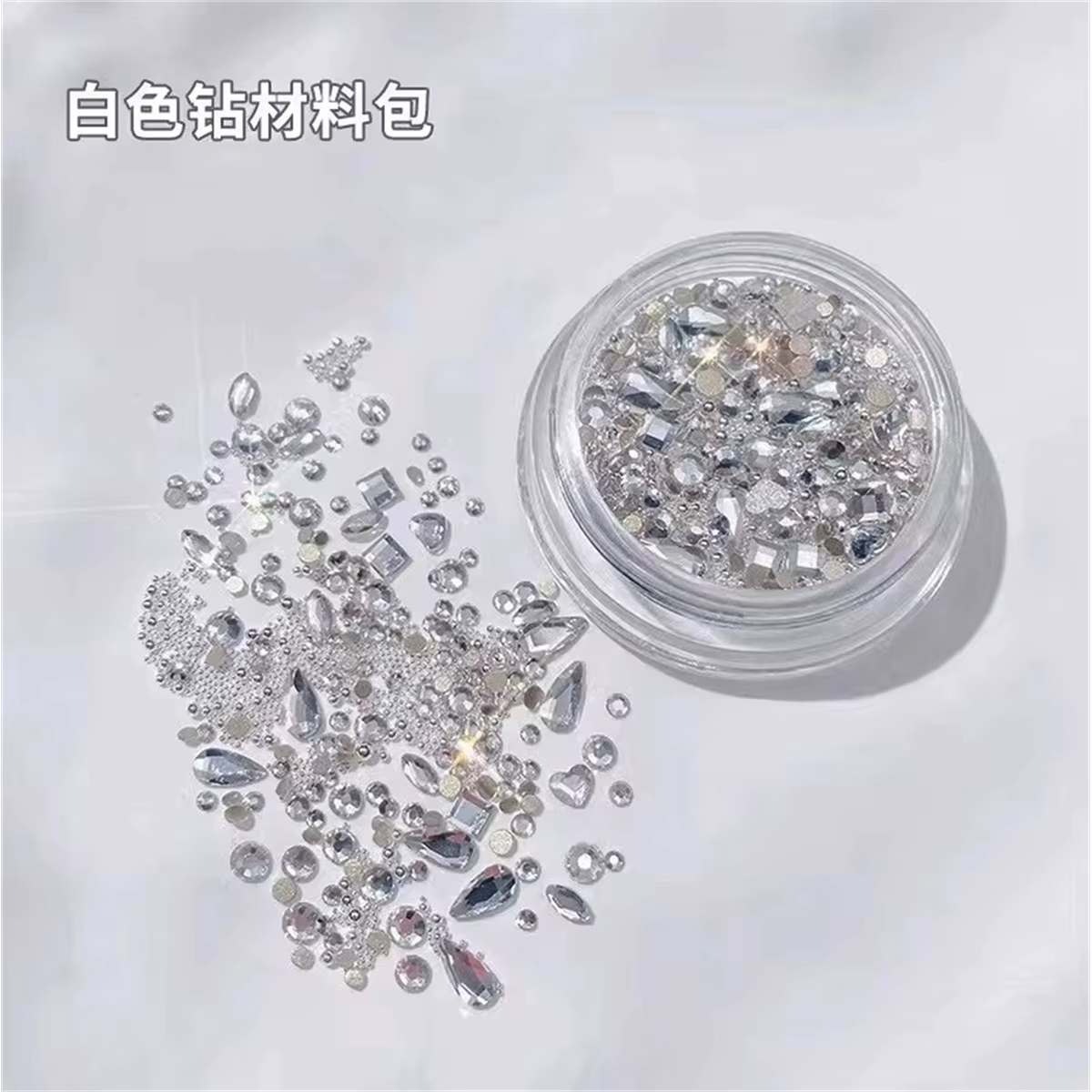 Ensemble d'accessoires multiformes pour ongles, cristal rose, diamant d'eau, perle ronde, diamant, b