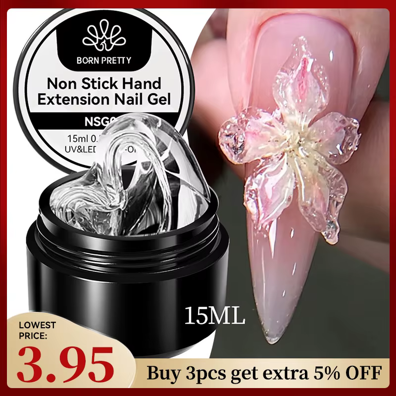 BORN PRETTY 15ml Gel d'extension de main antiadhésif transparent 3D façonnage sculpture Nail Art Gel
