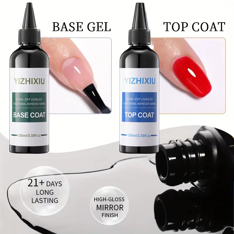 Lot de 2 vernis gel YiZhiXiu 100 ml : Base et Top Coat Super