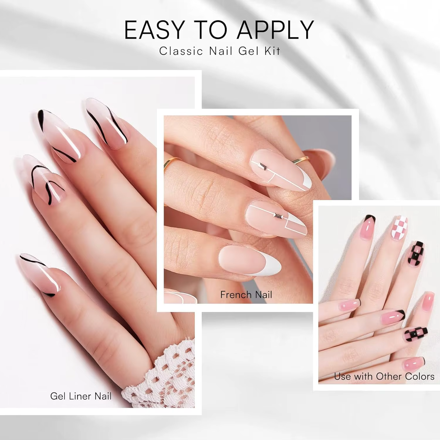 Kit de vernis à ongles gel noir et blanc