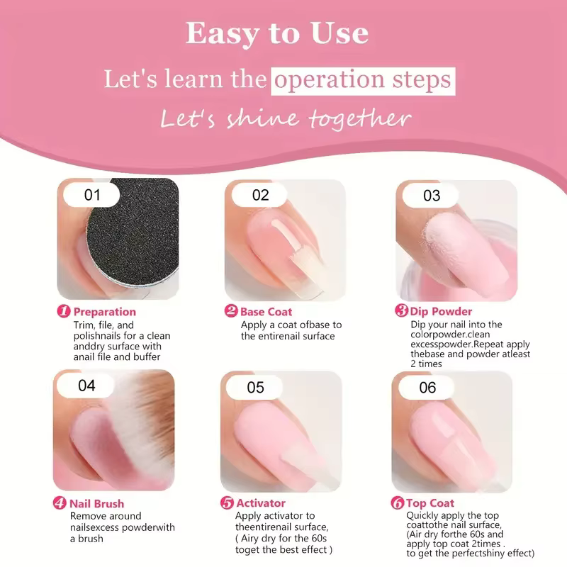 Kit de poudre à ongles 20 couleurs avec liquide