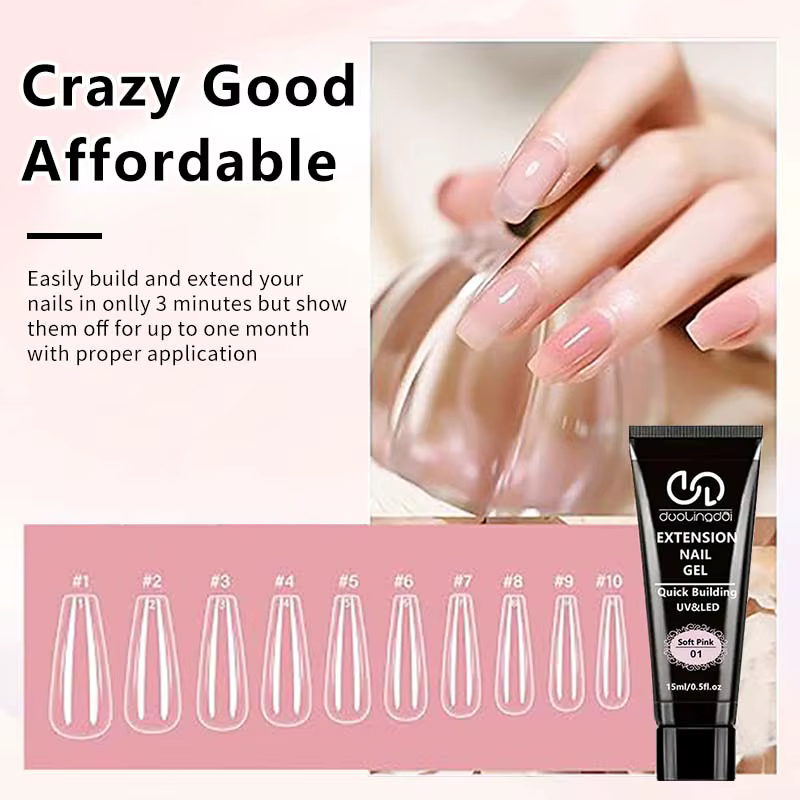 8 pièces/ensemble Poly Extension Gel ensemble Nail Art Polygels Kit clair blanc couleur ongles UV Gel pointe forme