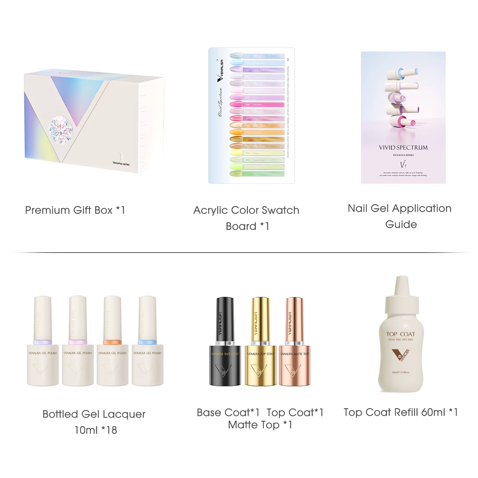 VENALISA 10mI ensemble de vernis à ongles Gel HEMA/TPO gratuit végétalien UV LED trempage longue durée haute brillance Base couche de finition pour Salon de manucure DlY