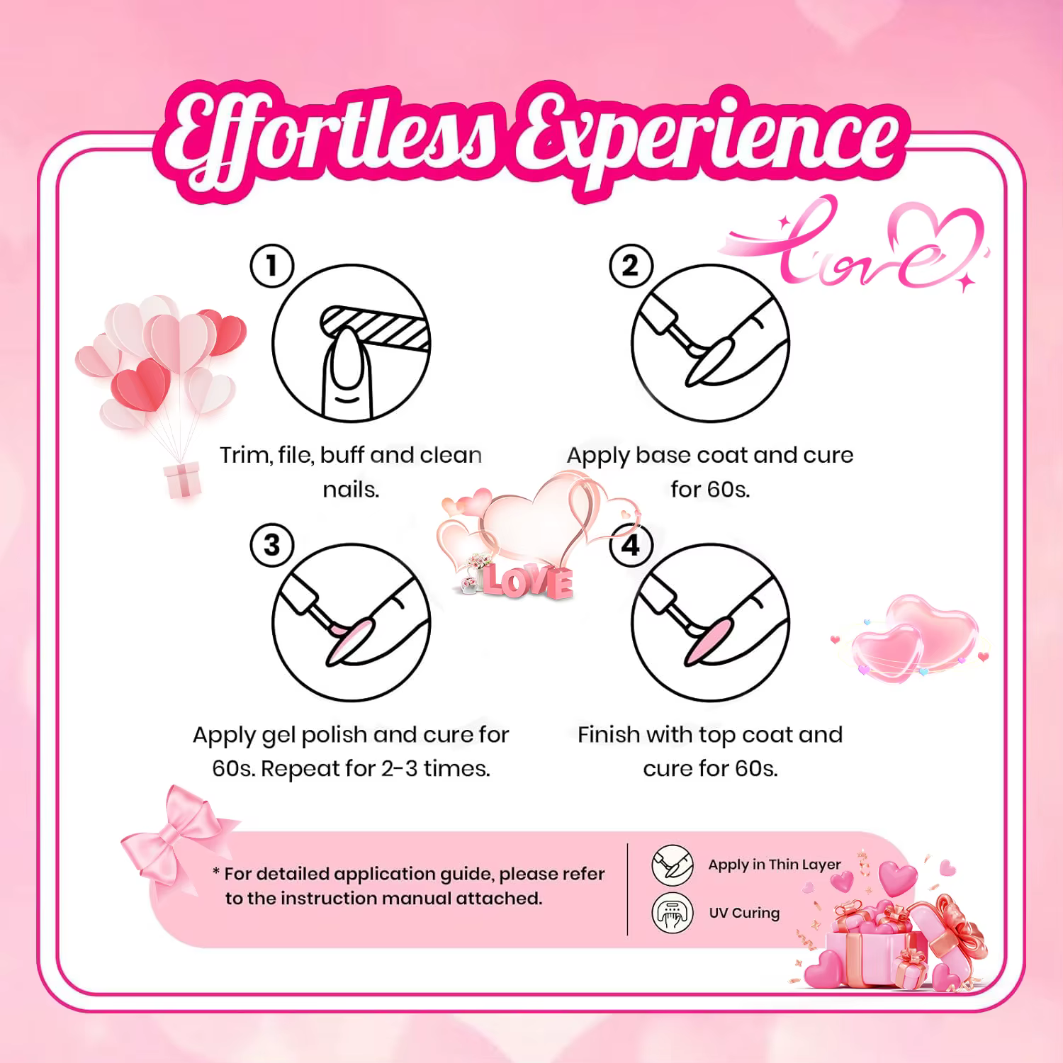 Lot de 6 vernis gel pour la Saint-Valentin
