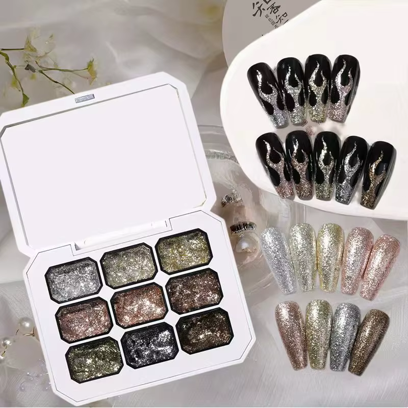 Vernis à ongles platine haute densité rétro argent et or 9 couleurs