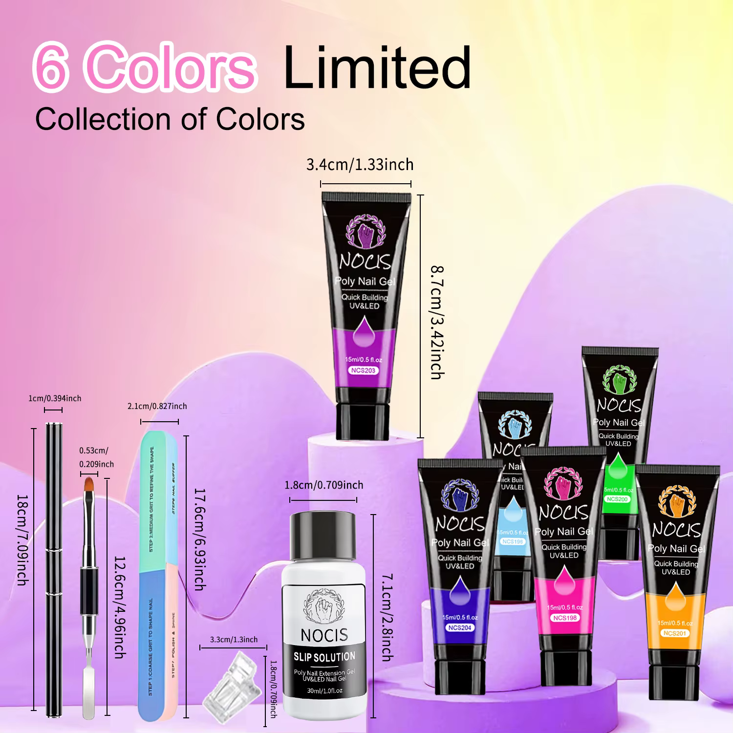 Kit de gel pour ongles NOCIS Neon Poly - Solution d'extension d'ongles brillante