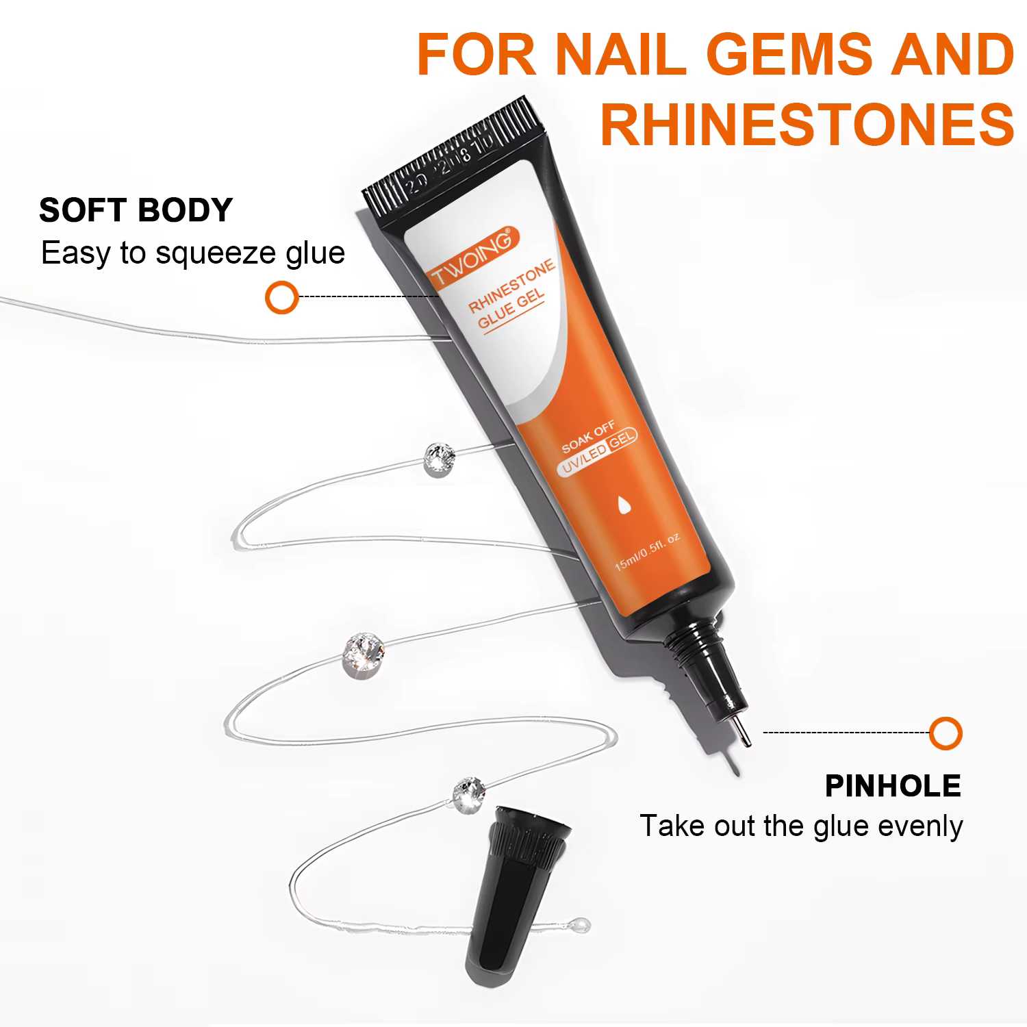 Colle à ongles Gel 15mL pour strass pour ongles
