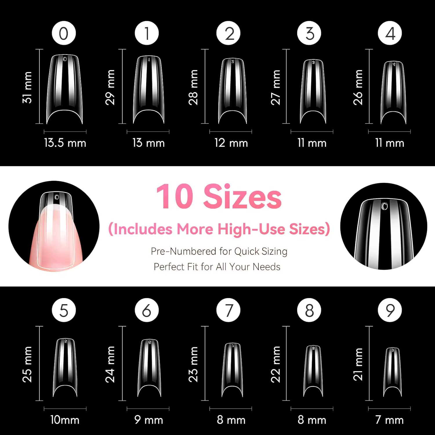 Makartt Faux Ongles Cercueil Moyens - 500 pièces