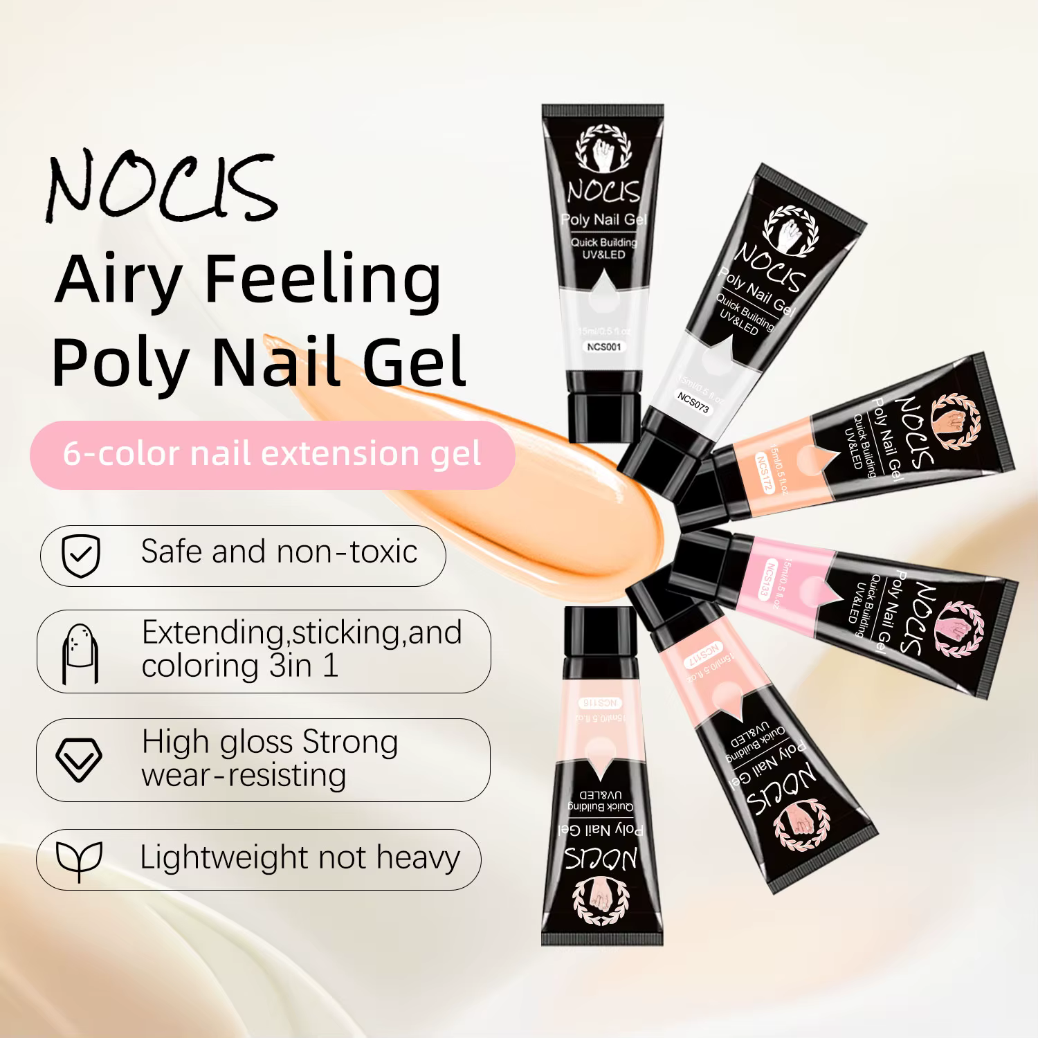 Gel d'extension poly macaron printemps-été semi-permanent
