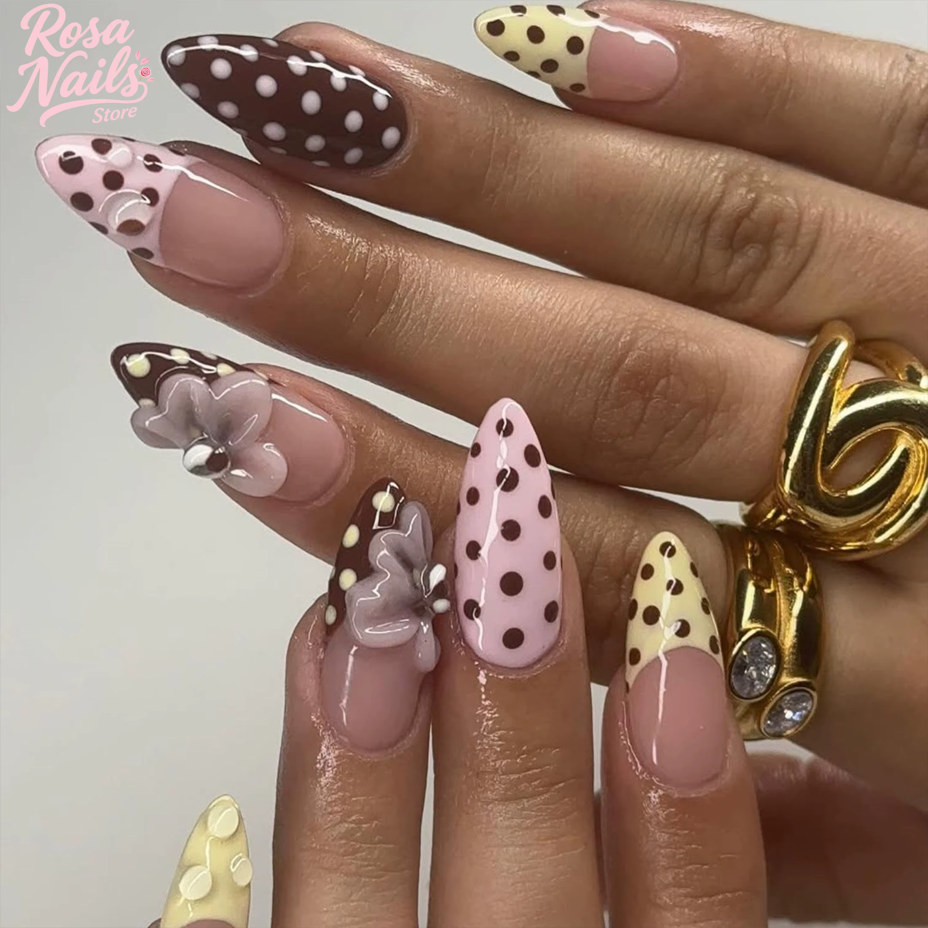 Faux ongles à pois à pression