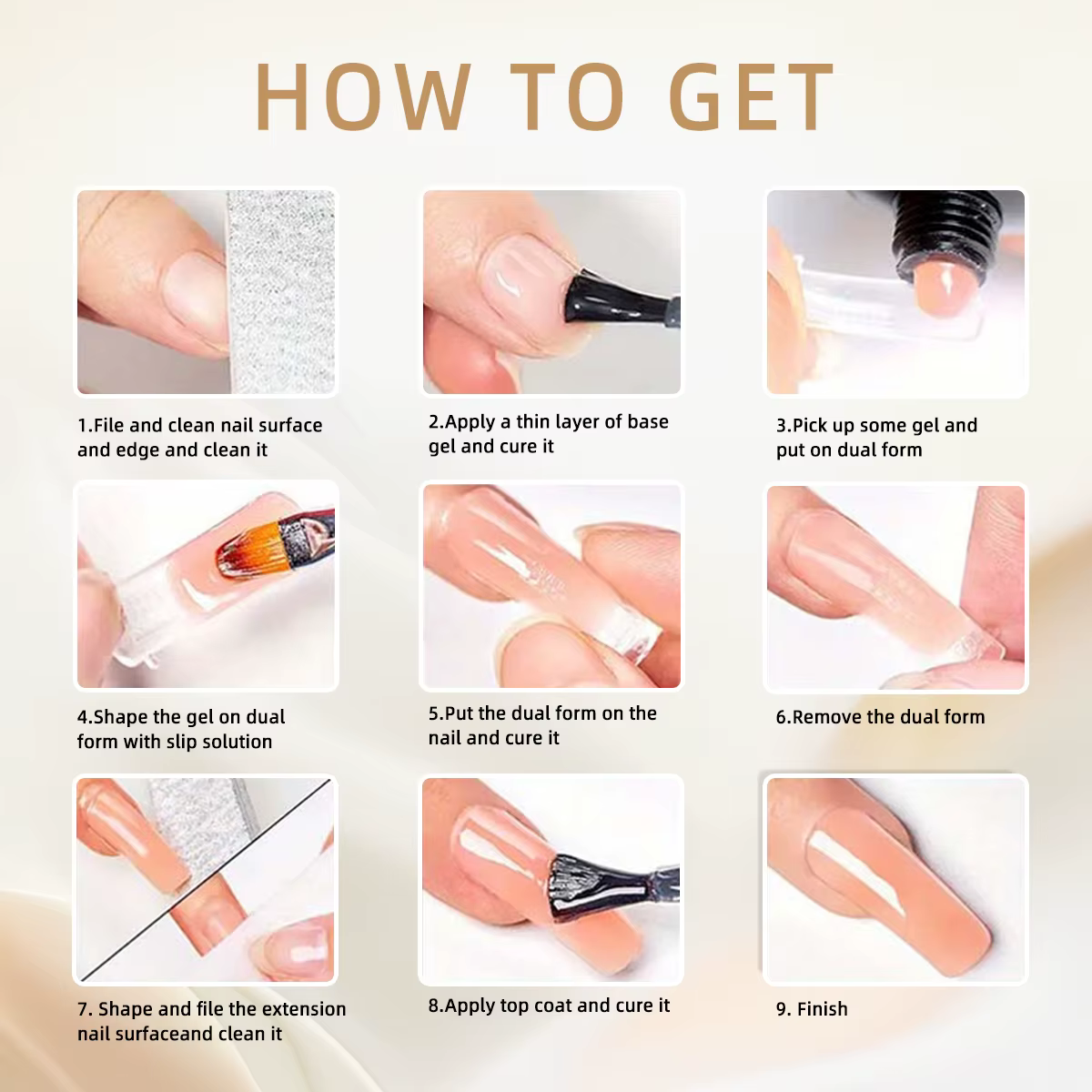 Gel d'extension poly macaron printemps-été semi-permanent