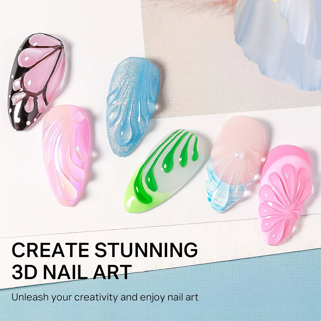 DOULINGDAI Gel de sculpture 3D pour nail art - 3 pièces de vernis à ongles transparent sans résidu
