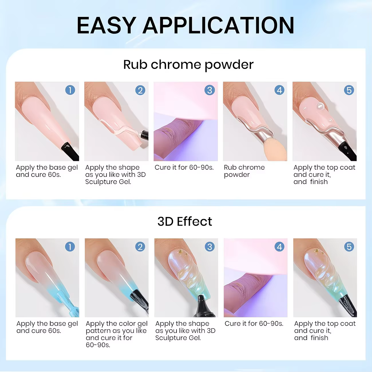 DOULINGDAI Gel de sculpture 3D pour nail art - 3 pièces de vernis à ongles transparent sans résidu