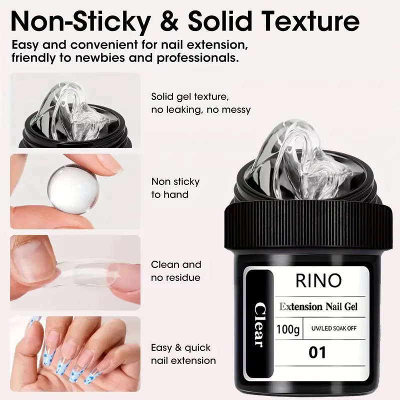 Gel de construction solide anti-adhésif RINO 100g - Transparent