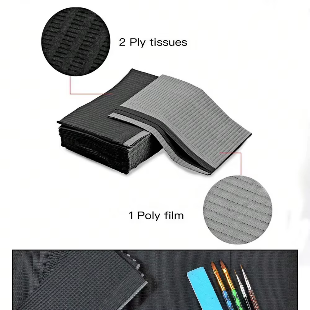 Tapis de table de manucure jetable noir