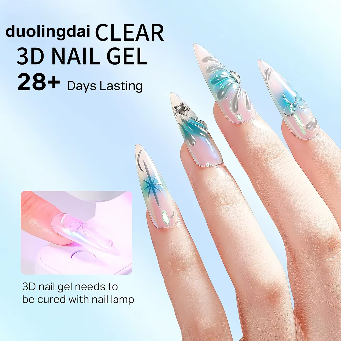 DOULINGDAI Gel de sculpture 3D pour nail art - 3 pièces de vernis à ongles transparent sans résidu
